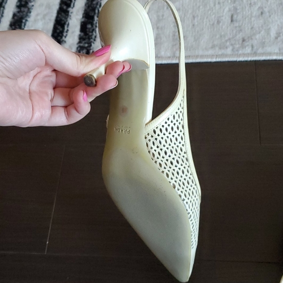 Prada Kitten Slingback Heels (Ivory color) - Picture 3 of 4